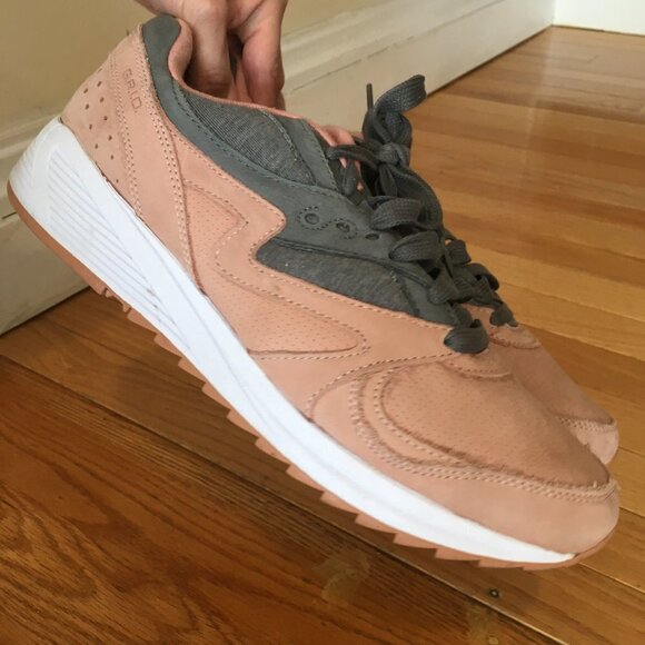Saucony Elite Grid 8000 Salmon Charcoal Sneakers - Picture 1 of 8